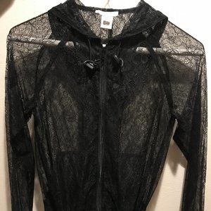 CACHE Lace Transparent Black Top Size 2